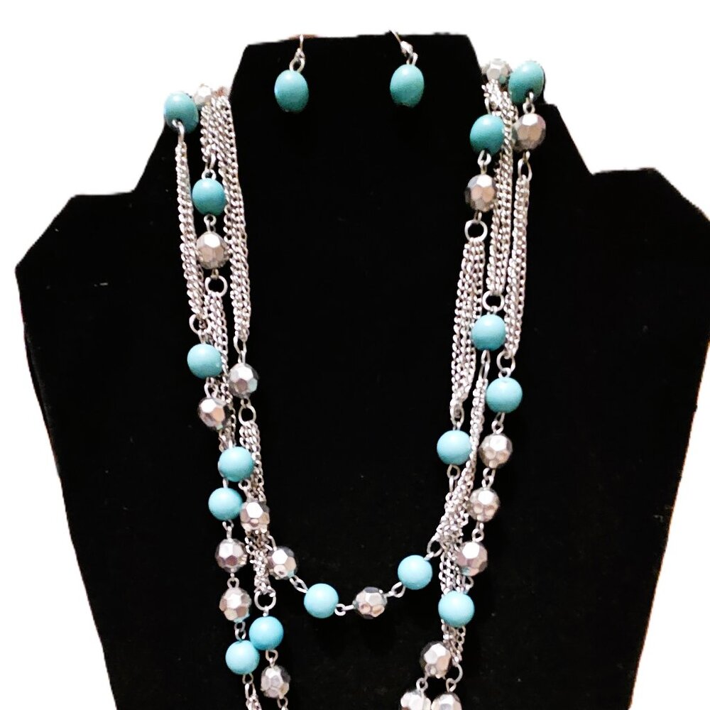 Silver & Teal Jewelry Set